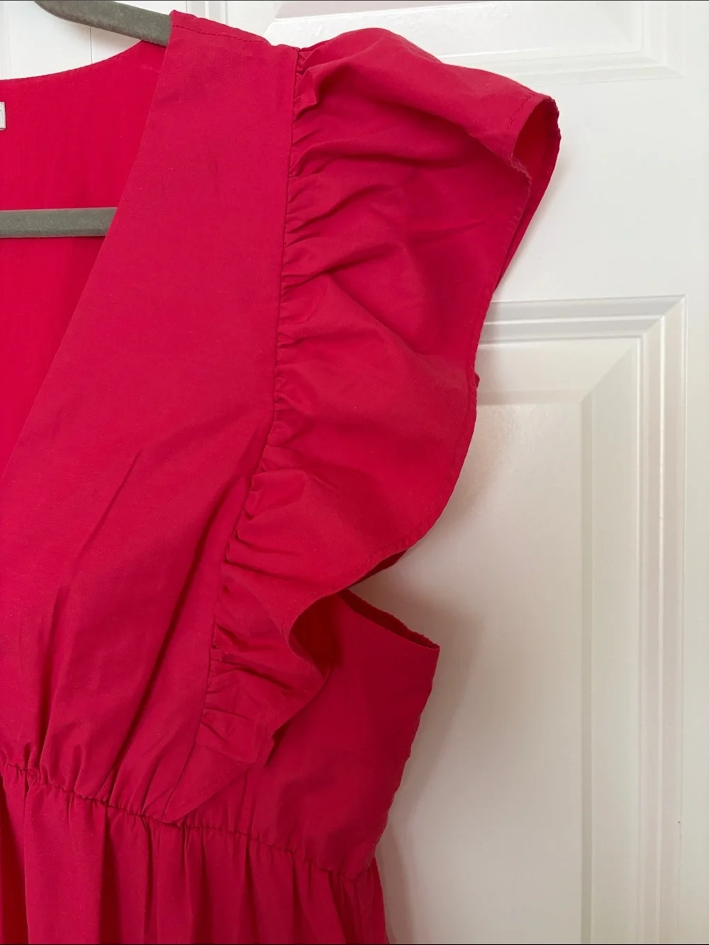 Abercrombie & Fitch Bright Pink Ruffle Sleeve Maxi Dress
